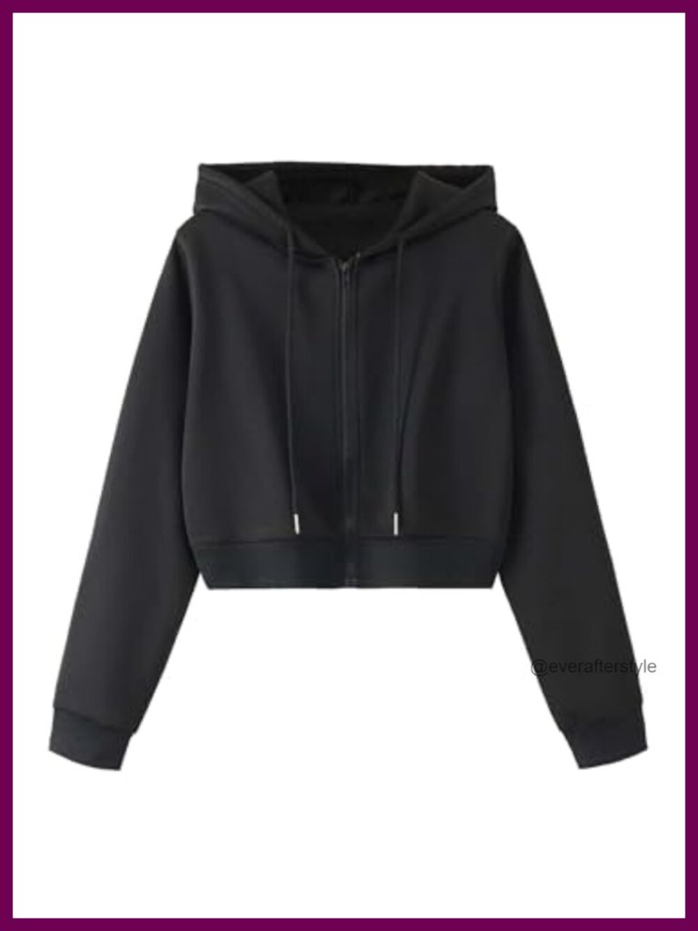 Fleece Cropped Zip Up Hoodie Drawstring Long Sleeve Jacket